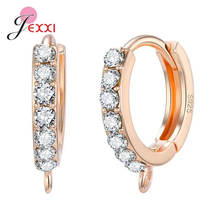 Boucles d'oreilles en cristal style coréen avec fermoirs et crochets en argent véritable pour femmes diverses occasions élégantes et personnalisables