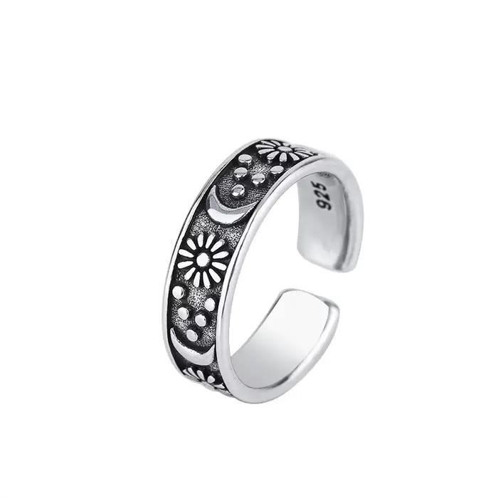 Bagues soleil lune en argent Sterling 925 pour femmes