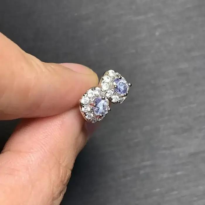 Boucles d'oreilles en pierre précieuse tanzanite naturelle pour femmes