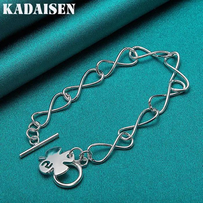 Bracelet en argent sterling 925 avec chaîne en forme de trèfle pour femmes