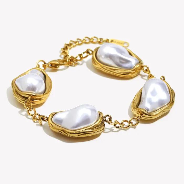E.B.belle-Bracelets de perles irrégulières de grande taille pour femme
