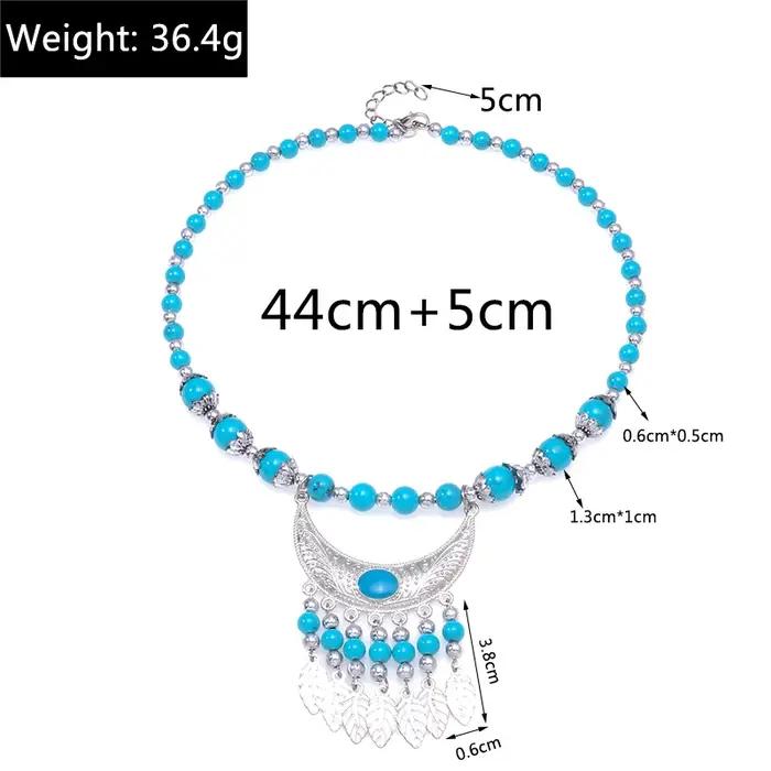Collier ethnique tibétain en argent avec pampilles pour femmes