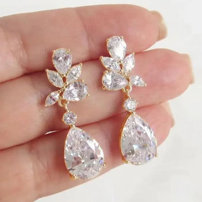 Boucles d'oreilles pendantes pour femmes, plaquées or 14 carats/argent, boucles d'oreilles pendantes