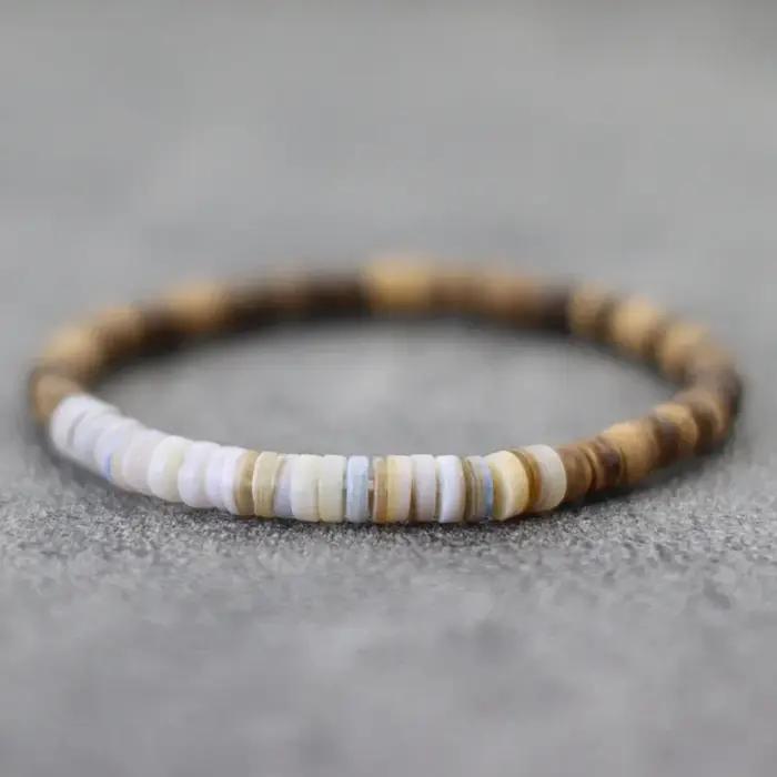 Bracelet bohème en perles AMP pour hommes et femmes, fait à la main, en bois naturel, qualité A, pou