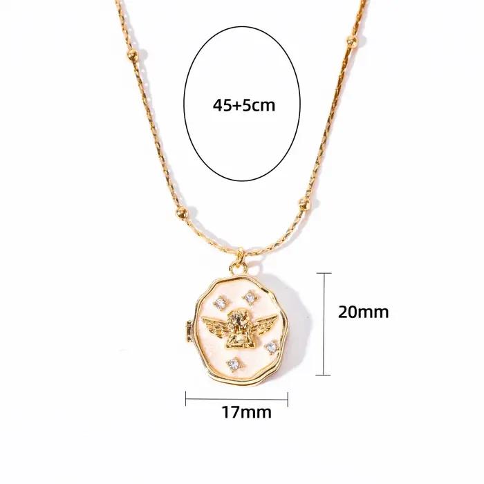 Collier d'ange en métal émaillé Vintage pour femmes