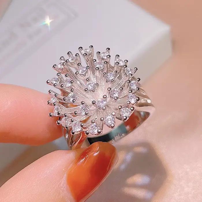 Zunderes-Bague flocon de neige creuse en cristal pour femme, bijoux simples et polyvalents, cadeau d