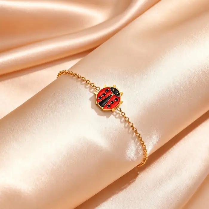 Bracelets porte-bonheur coccinelle rouge mignons pour femmes et filles