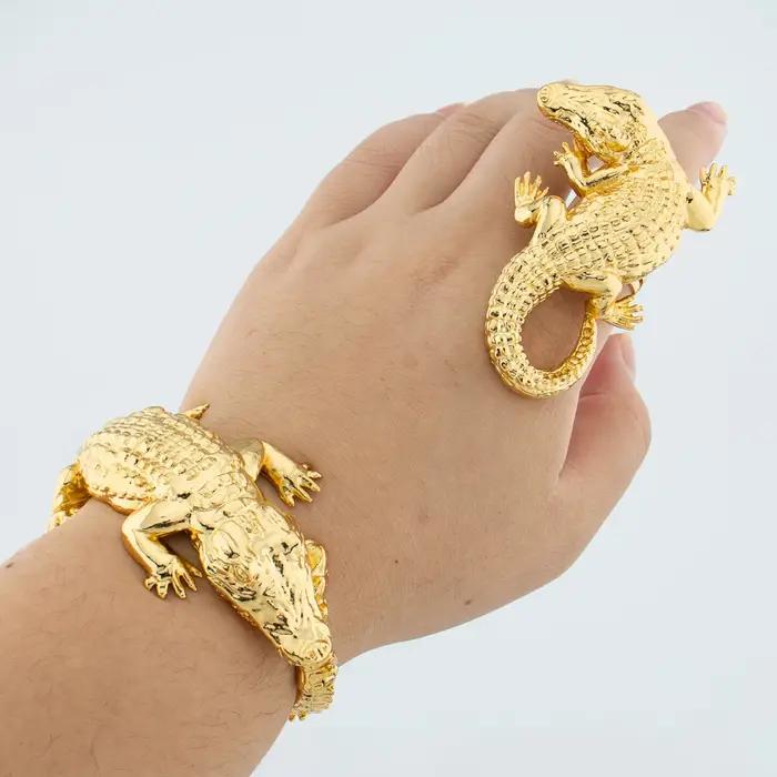 Bijoux d'Afrique en forme de crocodile pour femmes ensemble de bijoux plaqué or et rhodium pour soirées chic et mariages