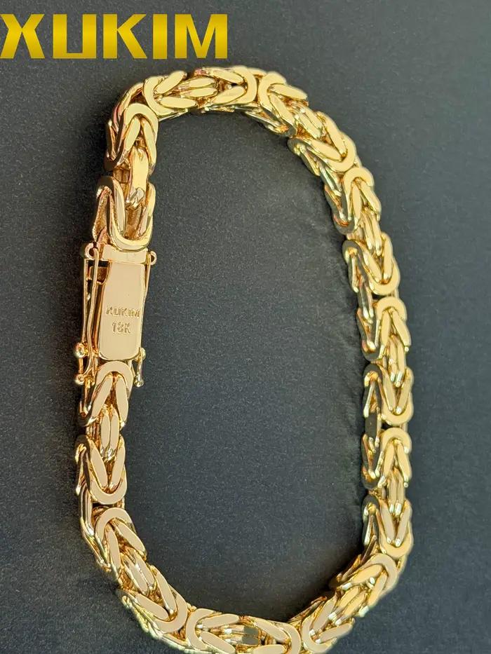 Xukim Jewelry Chaîne Byzantine Kejsarlänk en Or et Argent 6MM, Bracelet et Collier