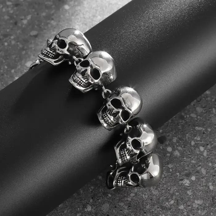 Bracelet de tête de fantôme de démon d'enfer gothique pour hommes