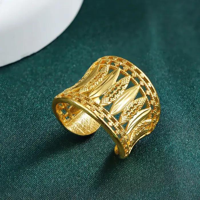 Bague de pièces de monnaie turques plaquée or 24 carats, bagues de Cocktail simples de dubaï pour Co