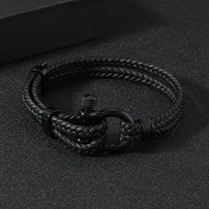 Bracelets en corde de cuir décontractés pour hommes et garçons