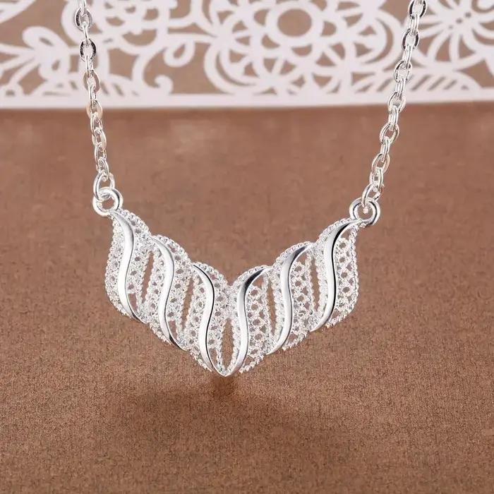 Collier en argent Sterling 925 pour femmes, bijoux de 18 pouces, pendentif à fleurs élégantes, à la