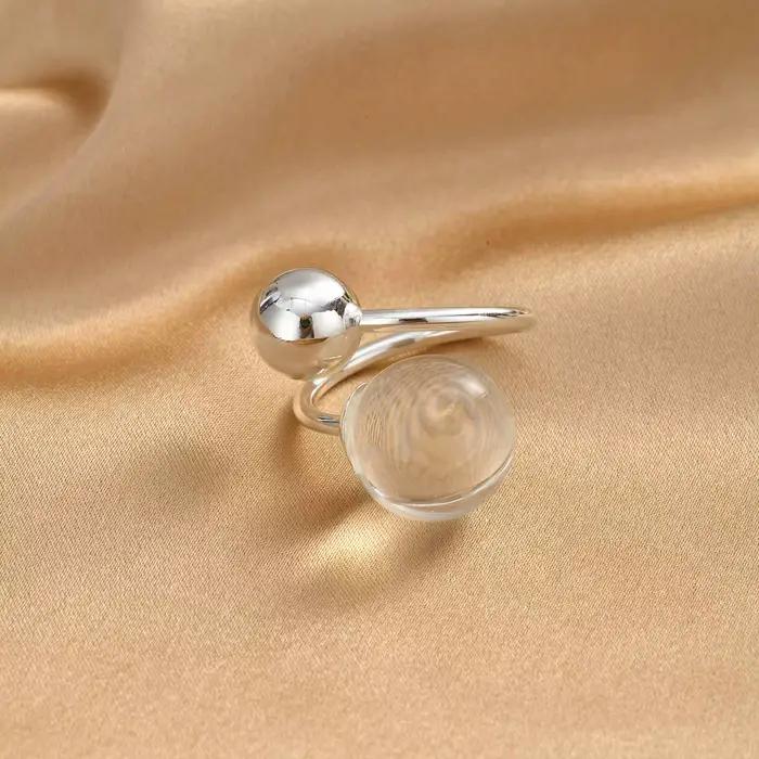Bague ouverte sphérique géométrique pour femme