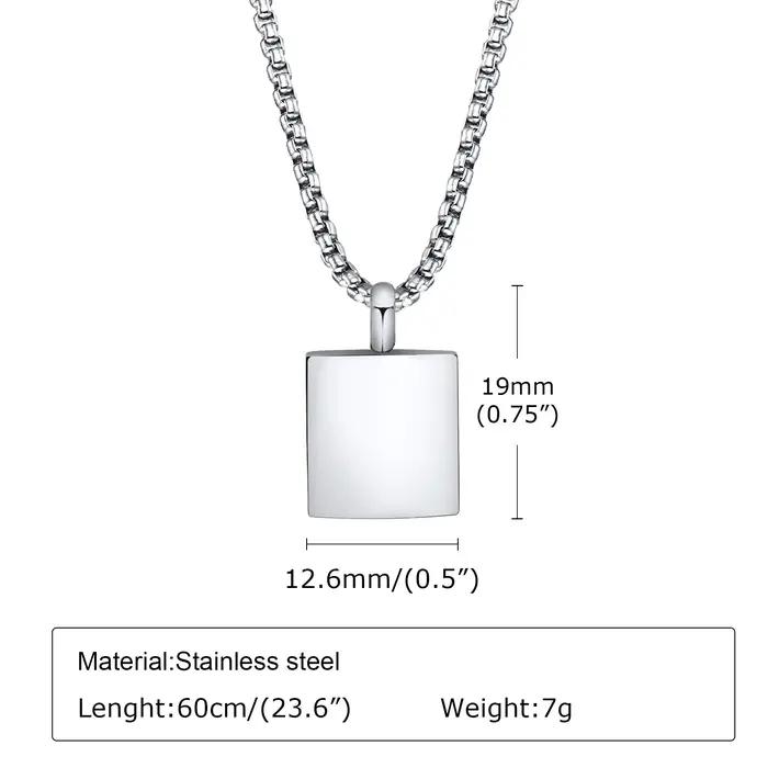 Collier initial personnalisé pour hommes acier inoxydable lettre majuscule alphabets A-Z pendentif carré géométrique monogramme collier occasionnels