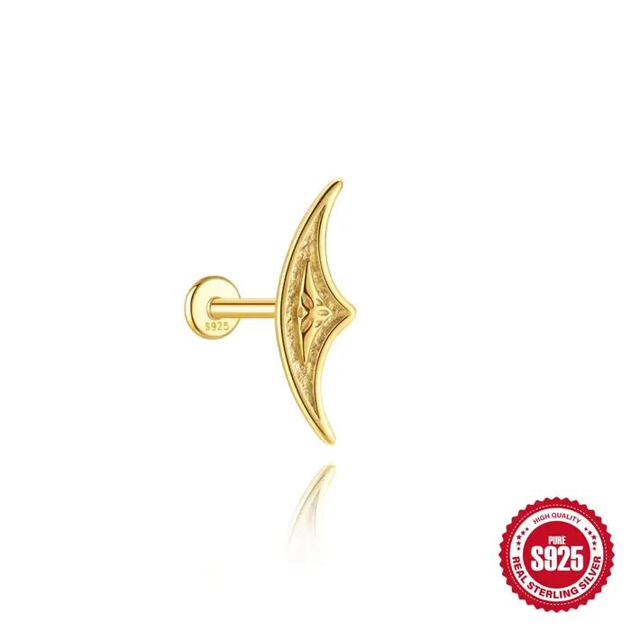 AIDE 925 argent Sterling 1 pièce brillant géométrique voilier caché Helix Piercing boucle d'oreille pour les femmes Punk bijoux personnalités mode