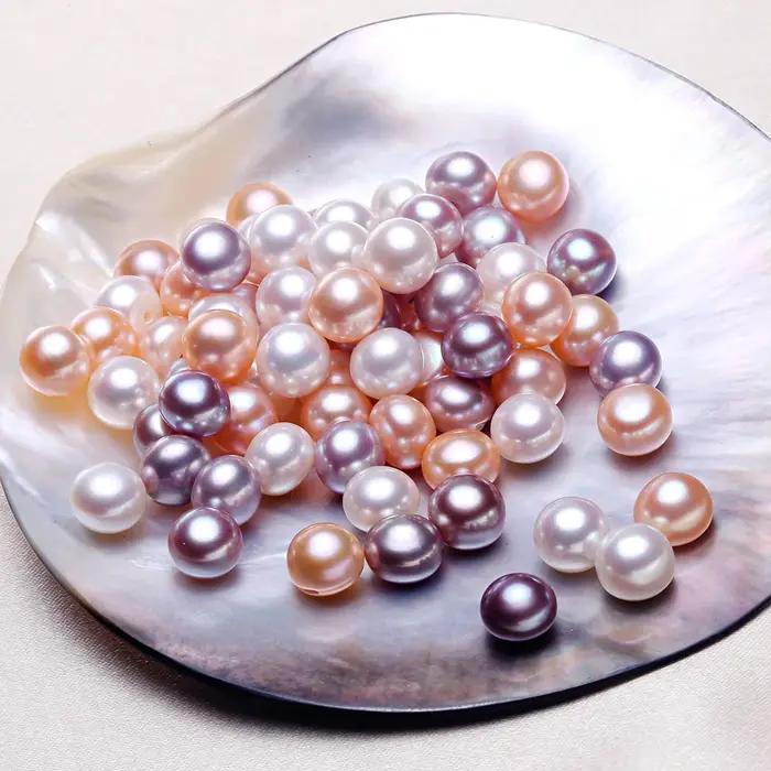 100% perles naturelles boucles d'oreilles perle demi-trou percé