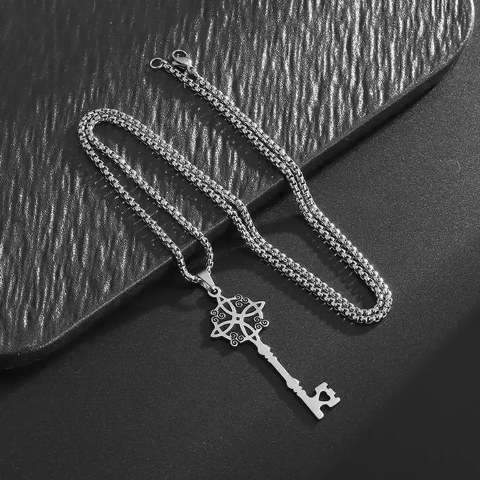 Collier pendentif clé nœud de sorcière pour femmes et hommes