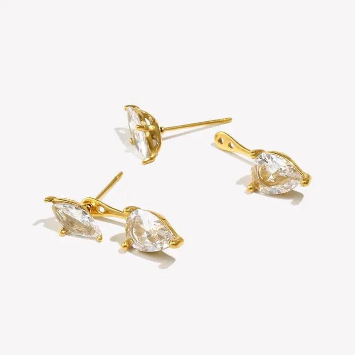 Boucles d'oreilles E.B.belle en zircon œil de cheval goutte d'eau