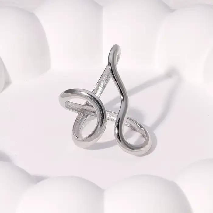 Bague ouverte étanche en acier inoxydable pour femmes, breloques de personnalité, plaqué or véritabl
