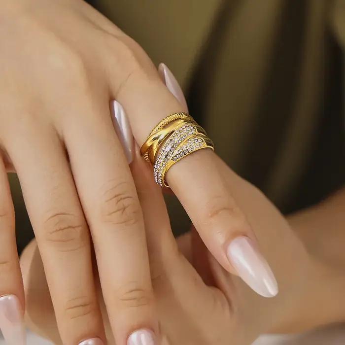Amaiyllis-Bague d'index tissée en croix pour femme