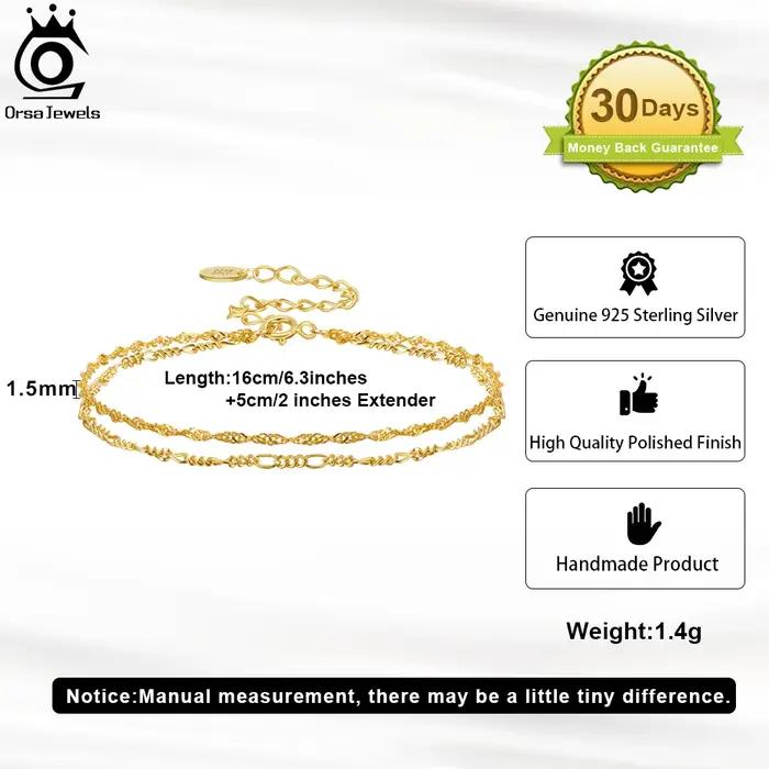 ORSA jewelry – Bracelet Double couche en argent 925 massif pour femme et fille