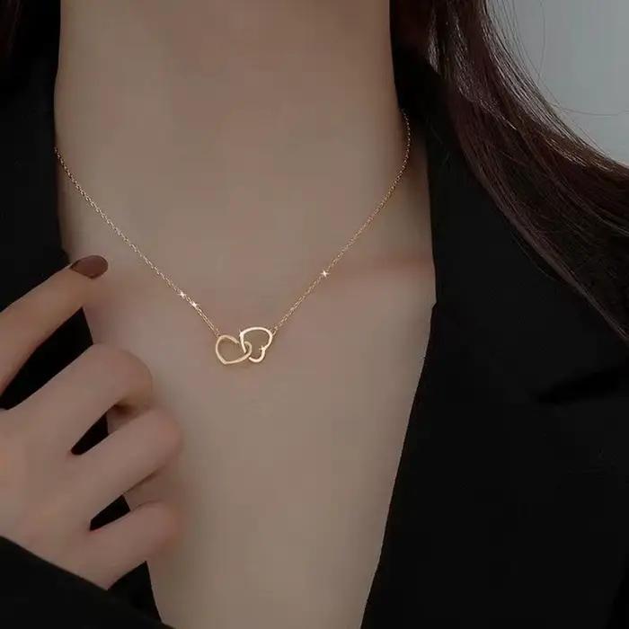 Collier avec pendentif circulaire en cristal pour femmes, tendance élégante, doré, à la mode, pour l