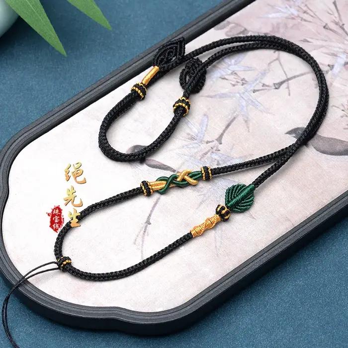 Pendentif en jade tressé à huit brins, fait main, de qualité supérieure, avec cordon en jadeite et c