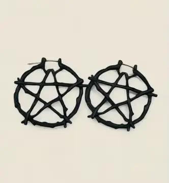 Boucle d'Oreille Pentagramme Gothique Épines Noires Stylish Amulette Punk Yoga Occulte Halloween Bijoux Gothiques