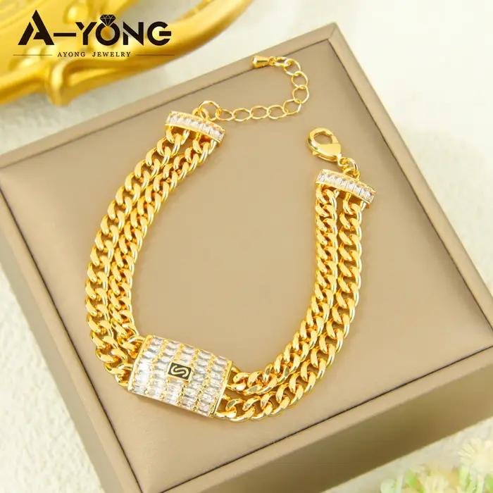 Parure de bijoux en zircone plaquée or 24 carats style italien et hip hop pour femmes arabes occasions spéciales et fêtes