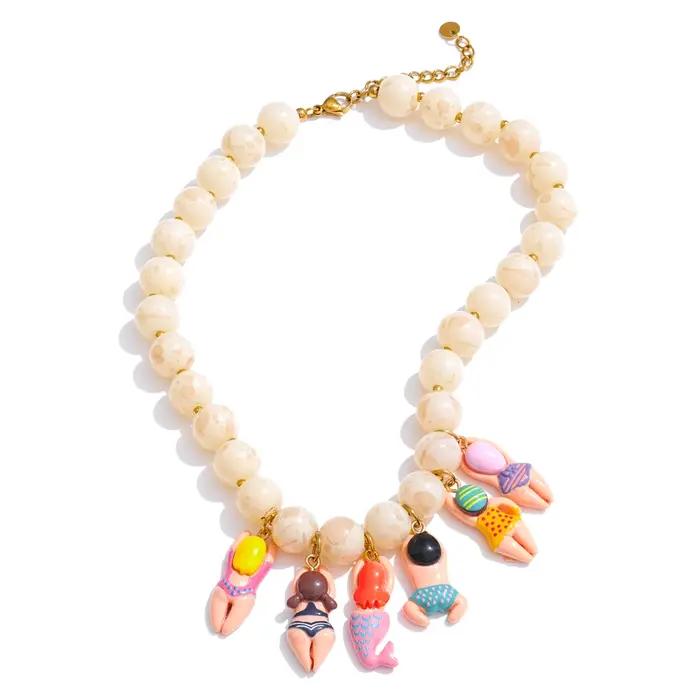 Yhpup élégant Unique bijoux faits à la main verre Imitation pierre perles chaîne résine Bikini poupée goutte créatif