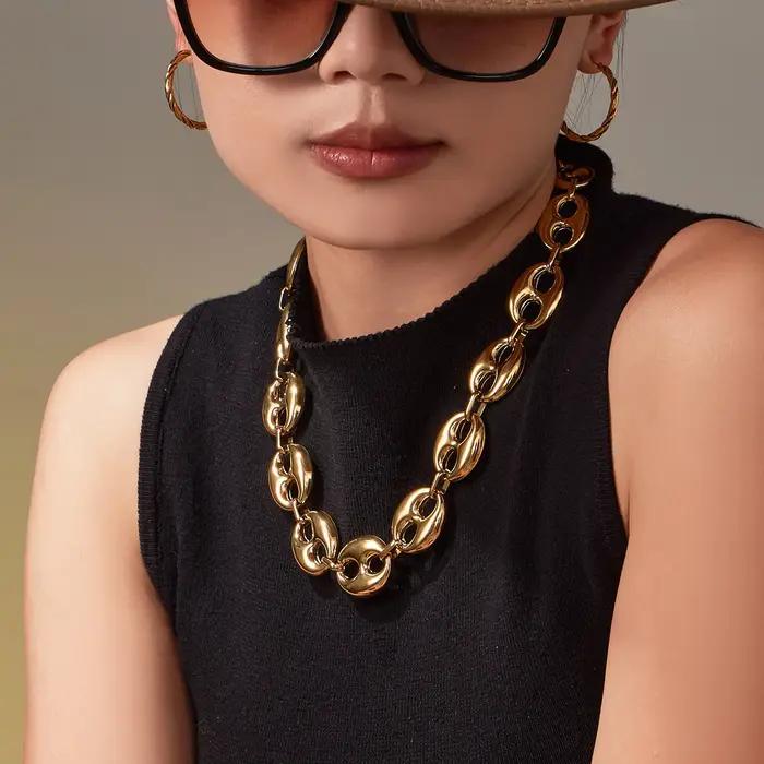 Ensemble de collier et bracelet en acier inoxydable plaqué or pour femmes occasions spéciales