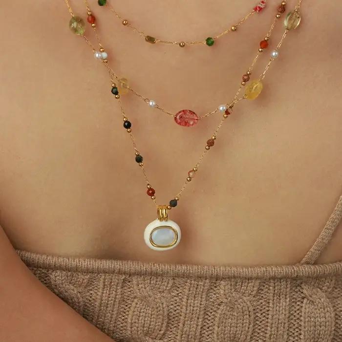 Collier pendentif malachite pour femme
