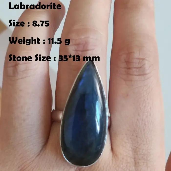 Bague en labradorite véritable, bijoux pour femmes, cadeau
