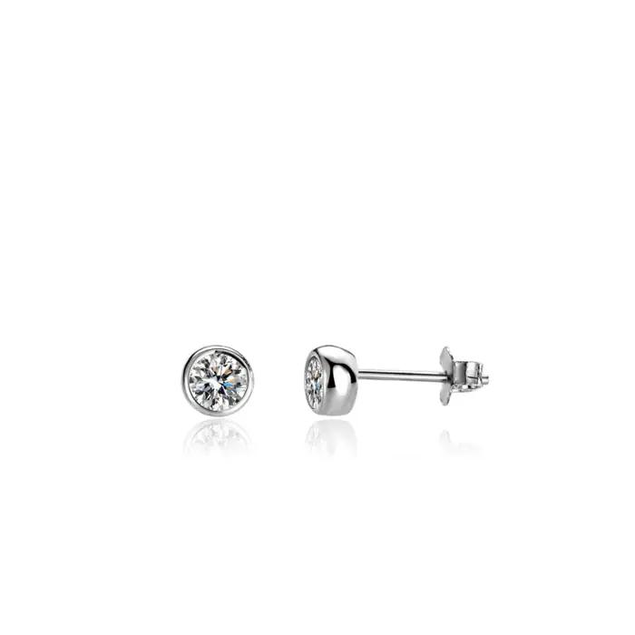 Or Rose 3mm Moissanite argent 925 boucles d'oreilles à la mode fiançailles mariage femmes boucle d'oreille cadeau