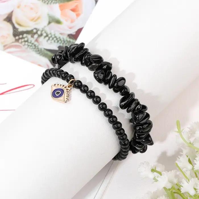 Bracelet en obsidienne noire pour hommes et femmes
