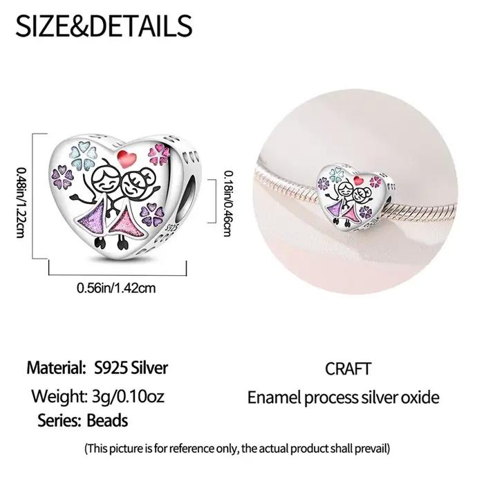 Breloques en argent sterling 925 pour meilleures amies