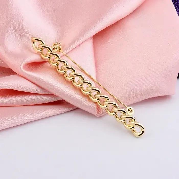 Broche Chaîne Vide Couleur Or Bijou Mode Accessoire Vêtement Mariage Occasion Spéciale Polyvalente Geométrique Unisexe