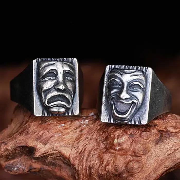 Bague gothique anillos mujer individualité ornements masque en acier inoxydable