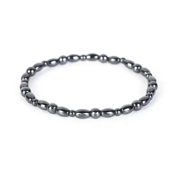 Bracelet de cheville magnétique géométrique en hématite, perles de pierre d'hématite naturelle, brac