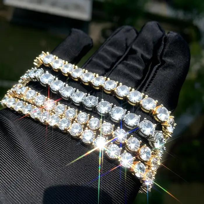 Bracelet chaîne tennis à fermoir à ressort pour hommes et femmes