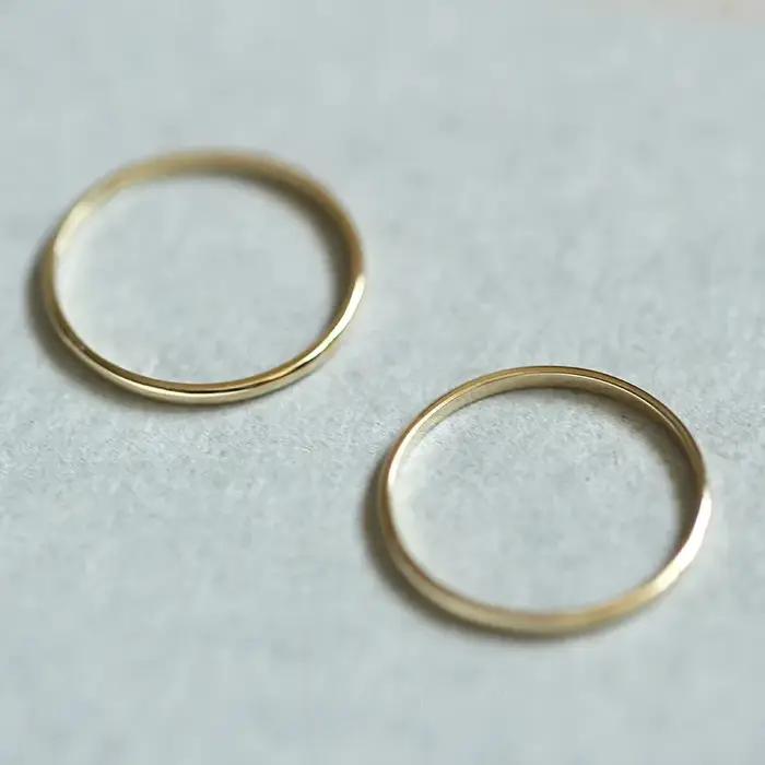 Bague fine minimaliste en argent Sterling 925 plaqué or 14 carats pour femmes