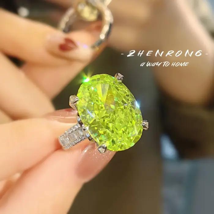 Bagues en diamant œuf de pigeon à haute teneur en carbone pour femme, placage platine 14 carats, bague de fiançailles de mariage, bijoux fins, luxe, 12 carats