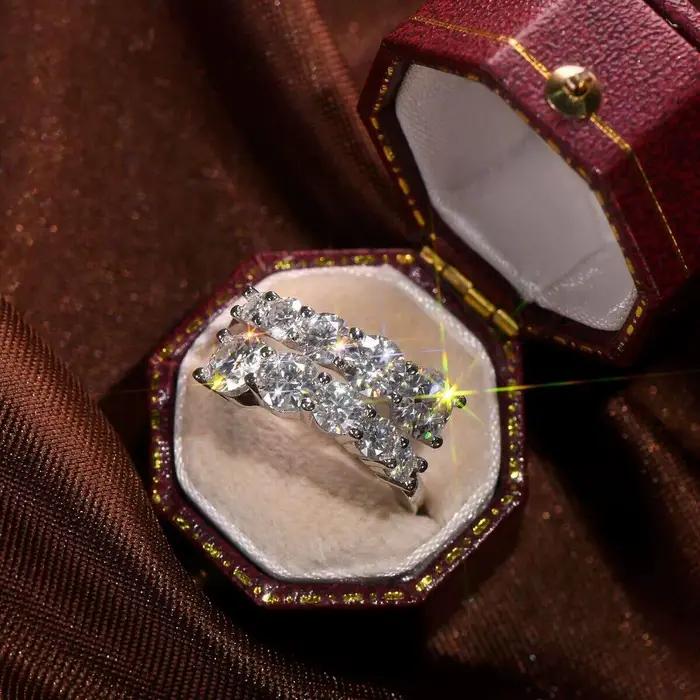 Bagues en Moissanite avec 10 Pierres pour Femme