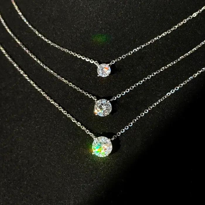 Collier en argent sterling 925 avec pendentif moissanite pour femmes styles modernes et élégants pour occasions spéciales