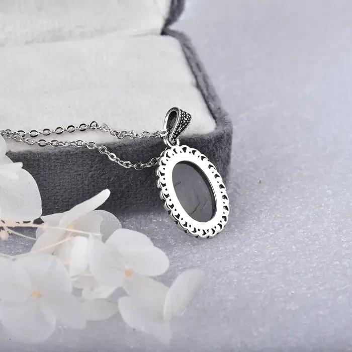 Pendentif en Labrumen Naturel Plaqué Argent pour Femme