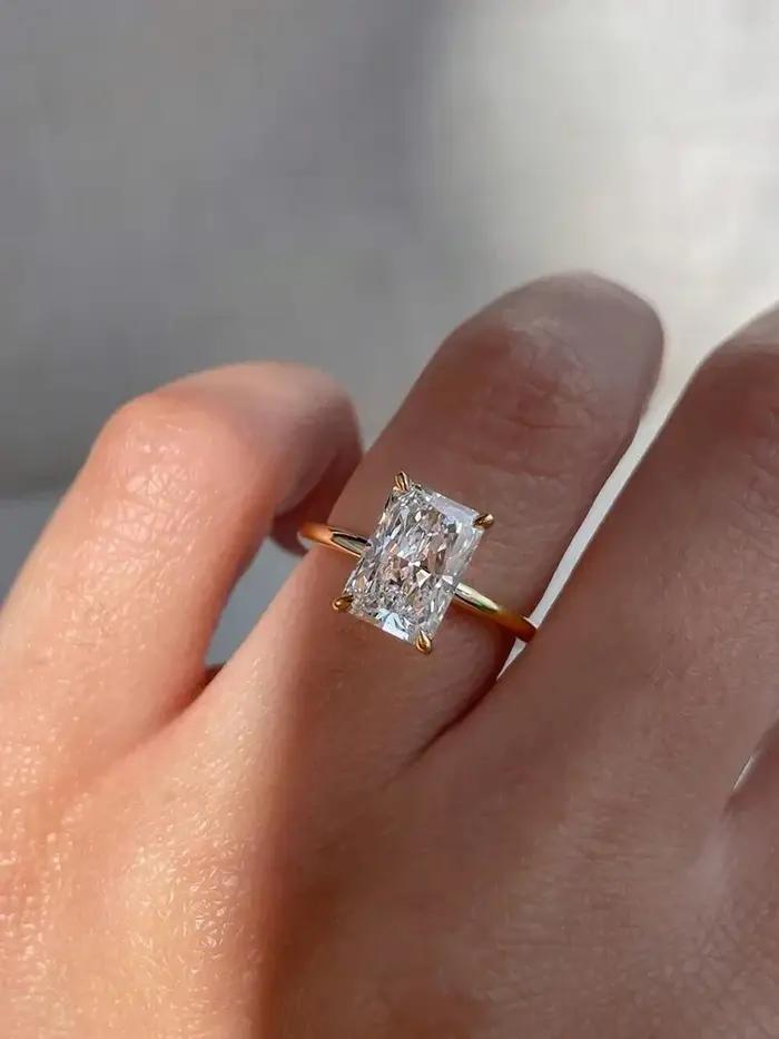 Bague rectangulaire en argent Sterling 925 pour femmes