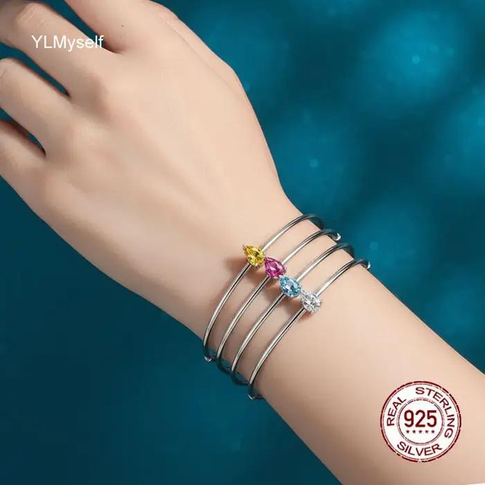 Bracelet en argent sterling 925 serti de moissanite poire élégant pour femmes occasions spéciales anniversaire cadeau de mariage engagement