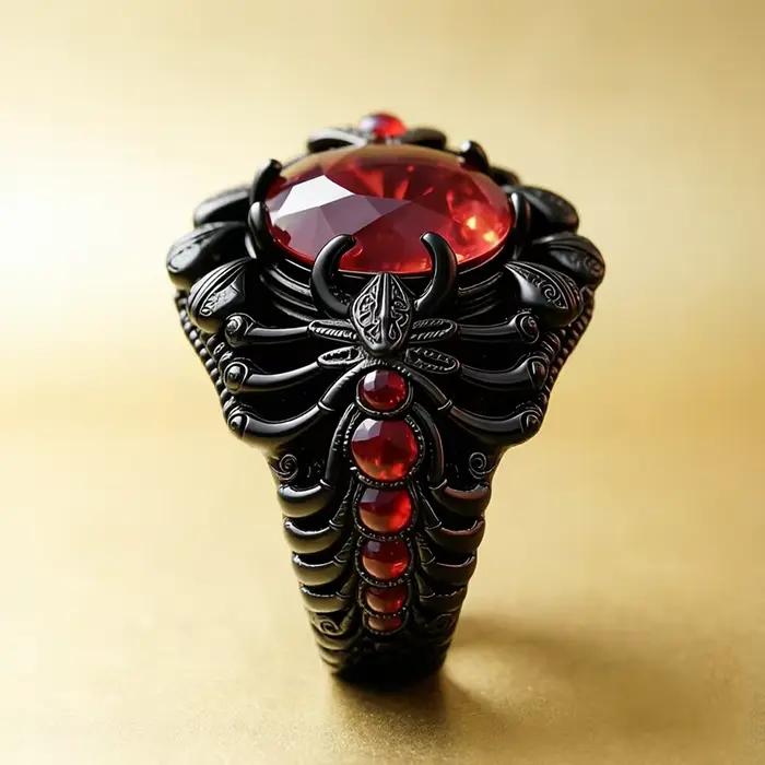 Bague vintage de luxe pour homme, grande bague carrée en zircon rouge rubis, motif couronne, alliage, style ottoman turc, bagues statement pour homme