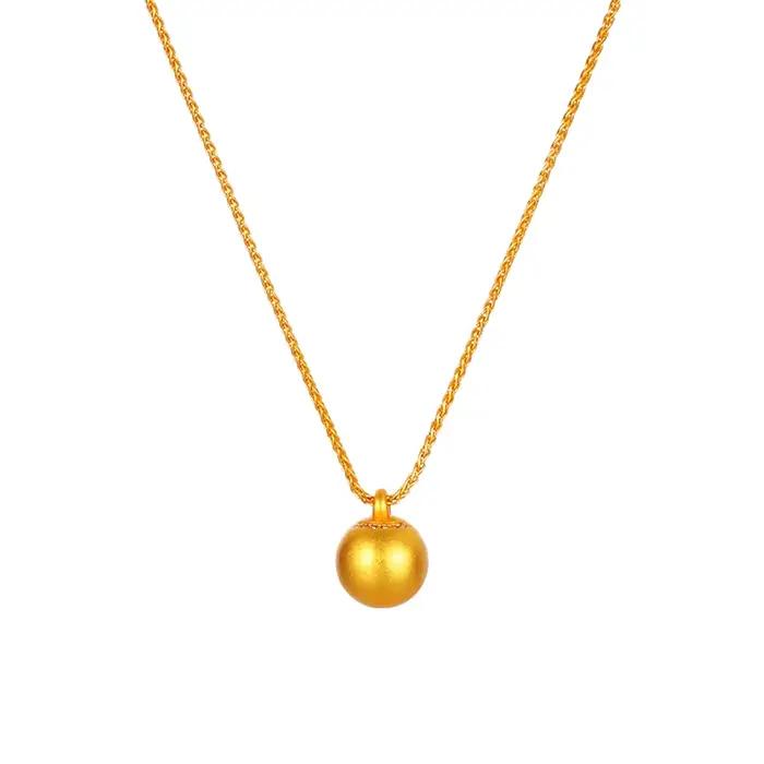 Collier avec Pendentif en Forme de Boule de Sable et Or pour Femme
